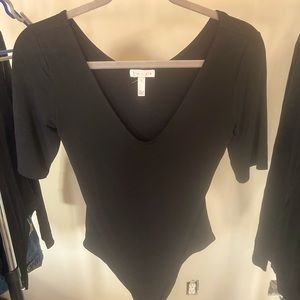 Nordstrom Leith Black short sleeve bodysuit size Small